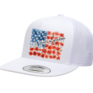 250 Years freedom Red Blue Flowers Cap